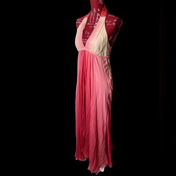 BCBG Dress NWT Size 6 Beaded Halter Ombre Pink Maxi Gown Open Back Y2K fairy - Picture 1 of 4